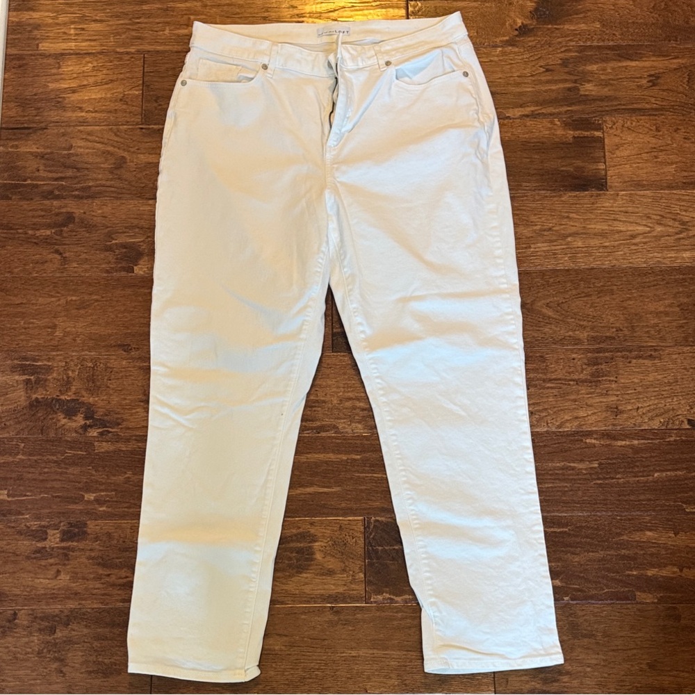 LOFT Girlfriend White Denim Jeans Size 14